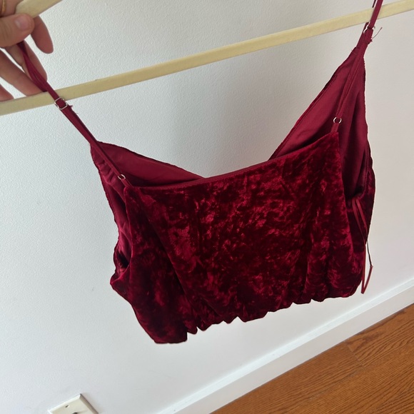 Cotton Candy LA Velvet Crimson red crop Top - Picture 3 of 3